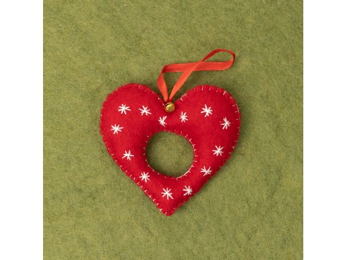 11cm Red Embroidered Felt Heart