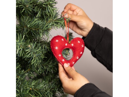 11cm Red Embroidered Felt Heart