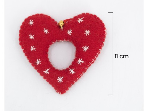 11cm Red Embroidered Felt Heart