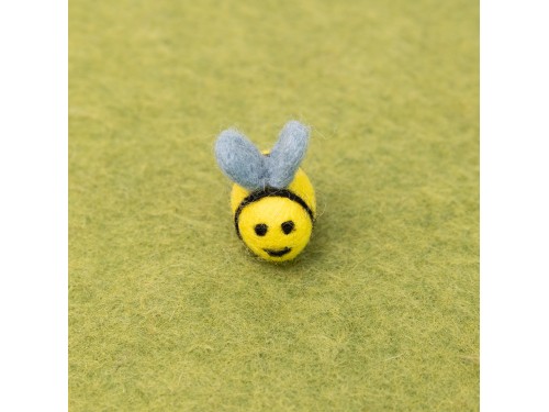 Handmade Felt Bees with Blue Wings
