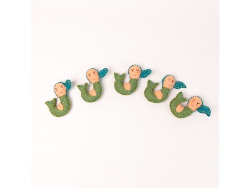 7cm Stitched Felt Green Mini Mermaid