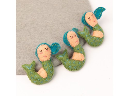7cm Stitched Felt Green Mini Mermaid