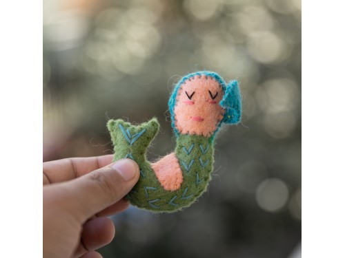 7cm Stitched Felt Green Mini Mermaid