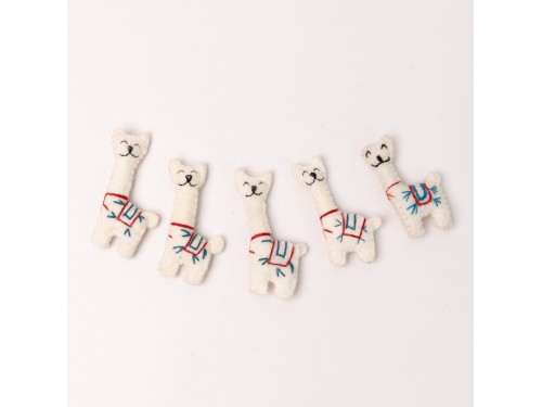 7x4cm White Felt Llama