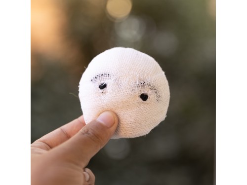 8cm White Felt Mummy Head Ornament