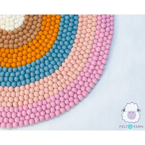 Six Color Layer Felt Round Rug