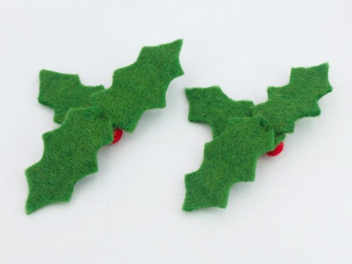 Felt Christmas Holly Mistletoe Ornament