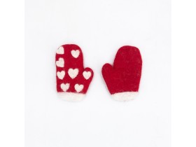 Wool Felt Red Mitten for Christmas Decorations - Felt and Yarn