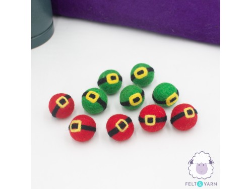 3cm Multicolor Felt Ball with Buckle - Felt and Yarn