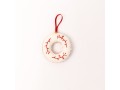 Mini White Felt Wreath with Red Leaf Design