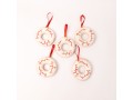 Mini White Felt Wreath with Red Leaf Design