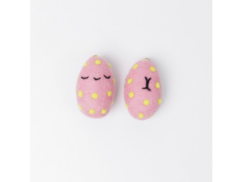 Pink Felt Easter Egg with Yellow Dots
