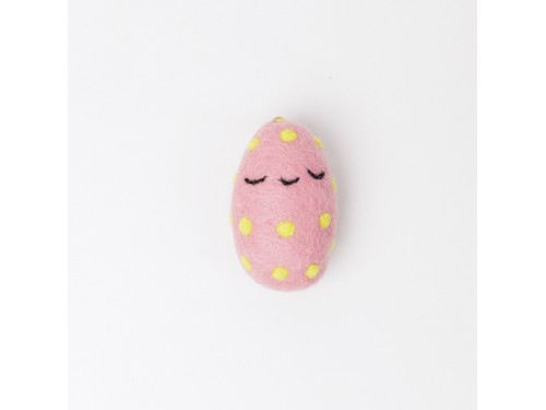 Pink Felt Easter Egg with Yellow Dots