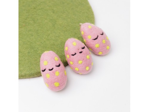 Pink Felt Easter Egg with Yellow Dots