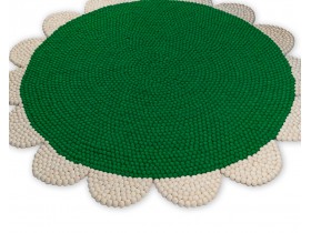Flower Shaped Felt Ball Rug - Felt and Yarn