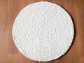 Cream White Wool Felt Ball Rug