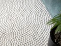 Cream White Wool Felt Ball Rug