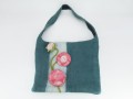Felt Teal Hand Bag with Floral Accent