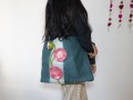 Felt Teal Hand Bag with Floral Accent Felt Teal Hand Bag with Floral Accent