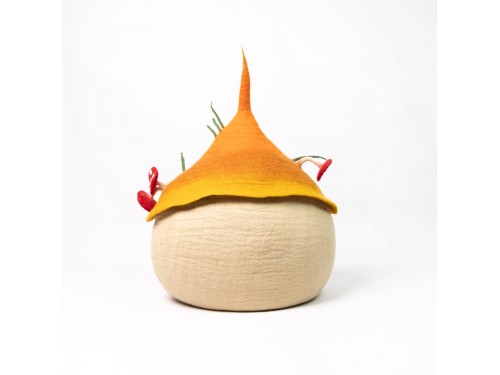 Handmade Mushroom Tendril Felt Cat Cave