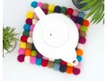 20x20cm Square Multicolor Felt Ball Trivet Collection