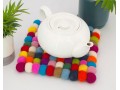 20x20cm Square Multicolor Felt Ball Trivet Collection