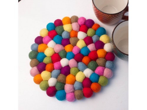 20cm Handmade Felt Ball Round Trivet Collection