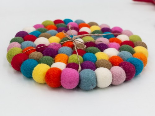 20cm Handmade Felt Ball Round Trivet Collection