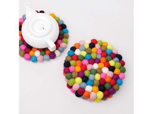 20cm Handmade Felt Ball Round Trivet Collection