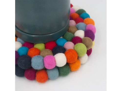 20cm Handmade Felt Ball Round Trivet Collection