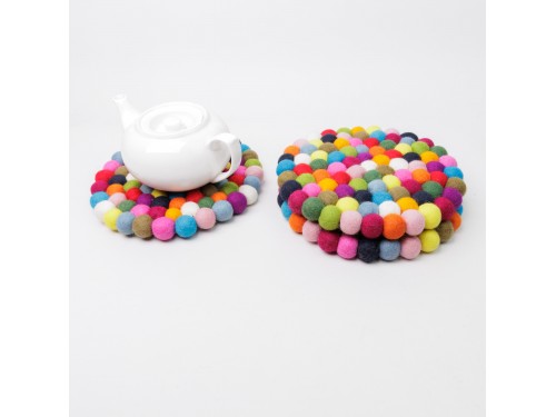 20cm Handmade Felt Ball Round Trivet Collection