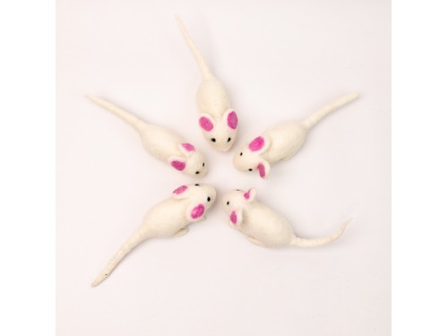 Wholesale Wool Felt White Mouse Cat Toy