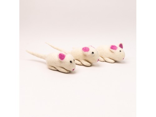 Wholesale Wool Felt White Mouse Cat Toy
