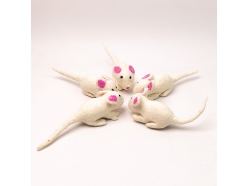 Wholesale Wool Felt White Mouse Cat Toy