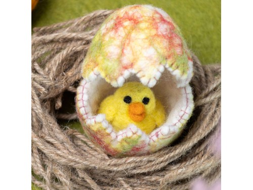 Wool Felt Hatching Egg with Chick