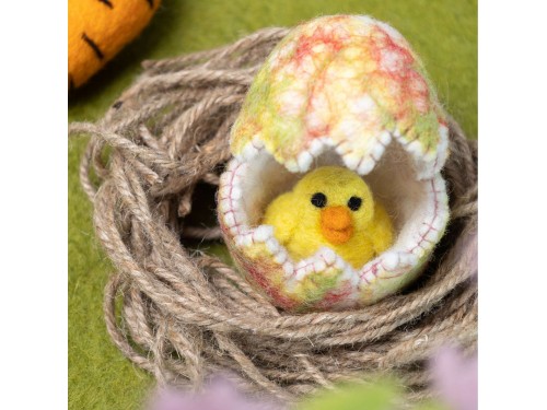 Wool Felt Hatching Egg with Chick