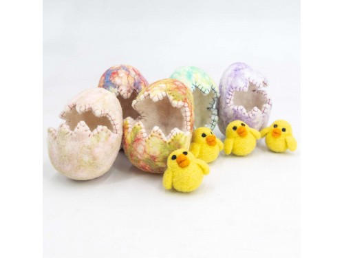 Wool Felt Hatching Egg with Chick