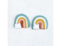 7x6cm Teal/Peach/Yellow Felt Rainbow with Cloud