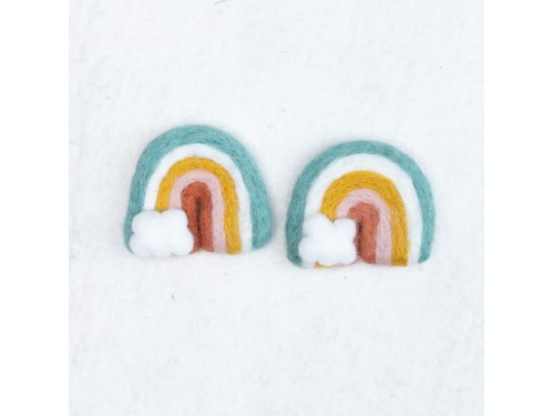 7x6cm Teal/Peach/Yellow Felt Rainbow with Cloud