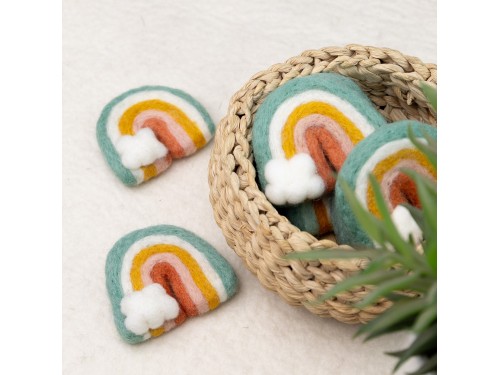 7x6cm Pastel Felt Rainbow with Cloud