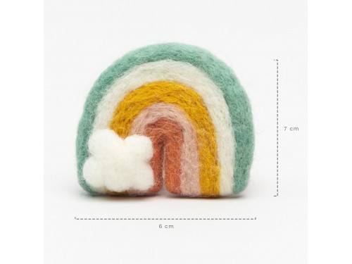 7x6cm Teal/Peach/Yellow Felt Rainbow with Cloud