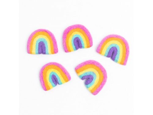 7x6cm Bright Pink Felt Rainbow