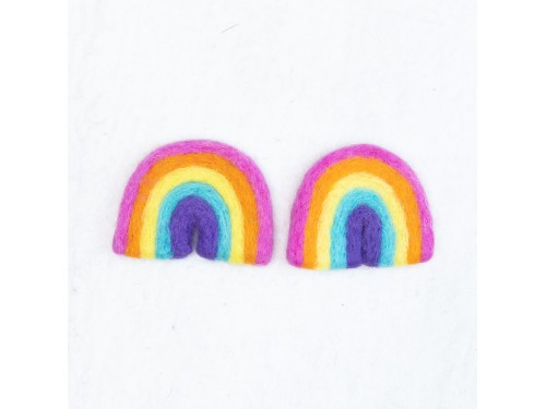 7x6cm Bright Pink Felt Rainbow