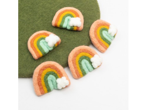 7x6cm Peach Felt Rainbow with Cloud