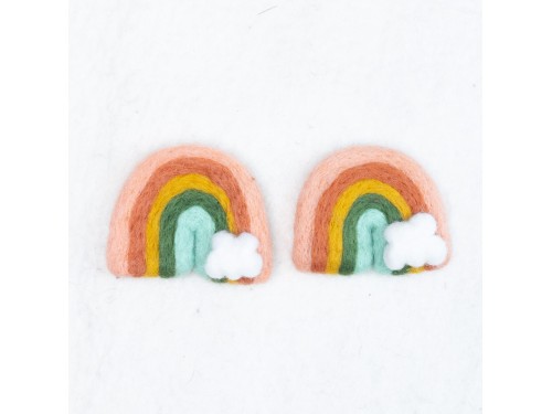 7x6cm Peach Felt Rainbow with Cloud
