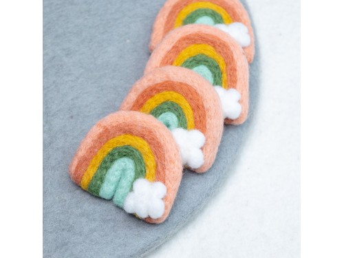 7x6cm Peach Felt Rainbow with Cloud