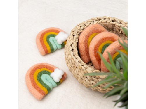 7x6cm Pastel Felt Rainbow with Cloud