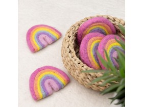 7x6 cm Pink Pastel Felt Rainbow - Felt and Yarn