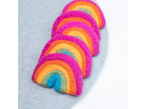 7x6cm Magenta Multi-Color Felt Rainbow