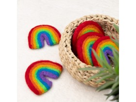 Classic Felt Rainbow with Red Base - Felt and Yarn